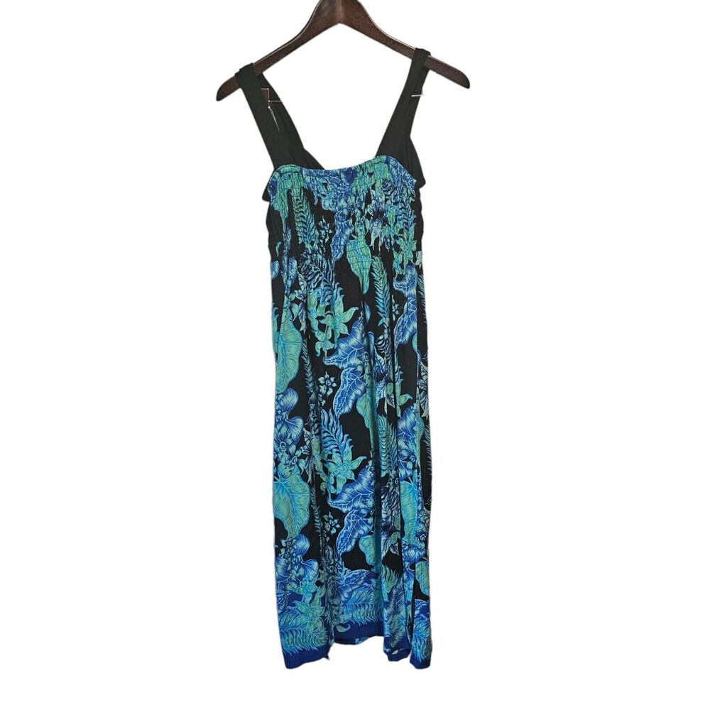 RAINBOW JO Sundress Hawaiian Black Blue Floral MEDIUM - Picture 2 of 5
